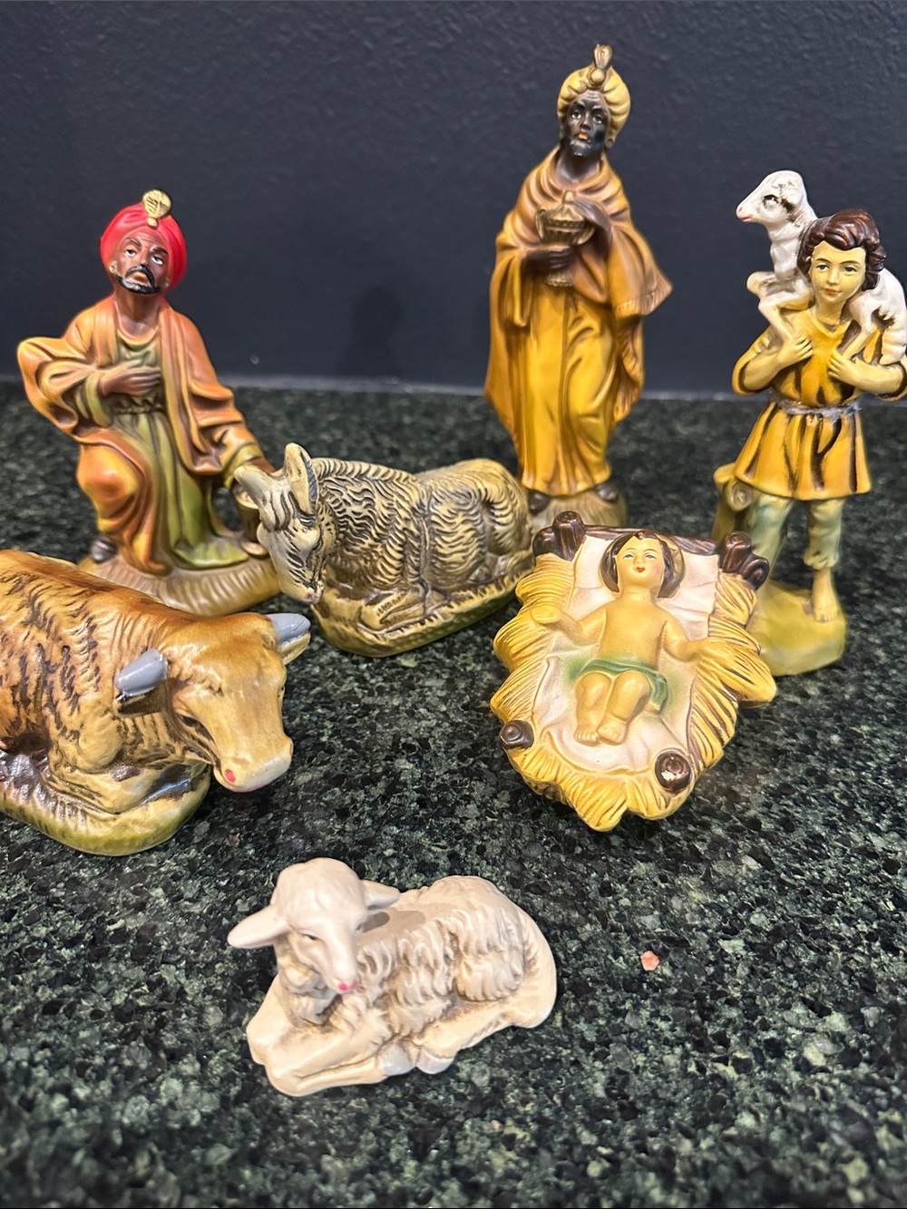 Vintage JAPAN Nativity Figurine 7 pieces antique Christmas holiday decor Jesus